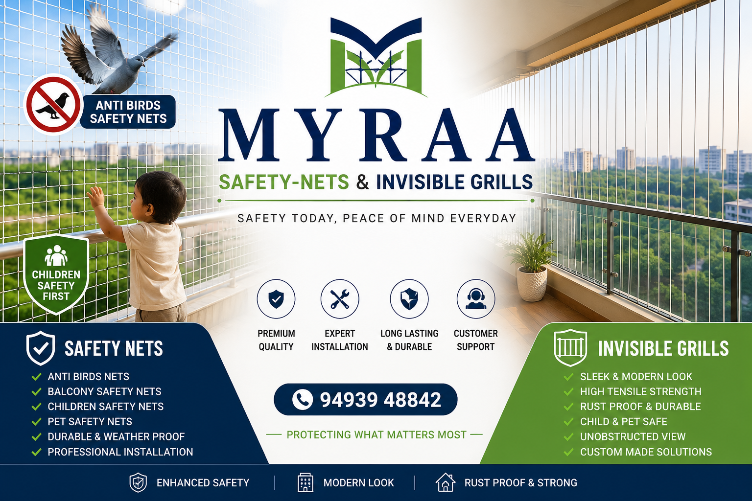 Myraa Safety Nets and Invisible Grills